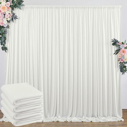 20 ft x 8 ft Ivory Backdrop Curtain Panels, 4 Panels 5 ft x 8 ft Wrinkle Free by Outpain