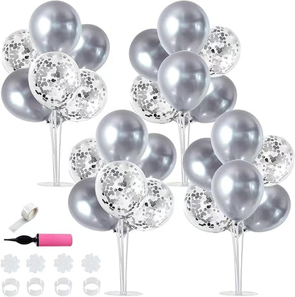 TONIFUL 4 Set Silver Balloon Stand Balloon Centerpiece - Image 7