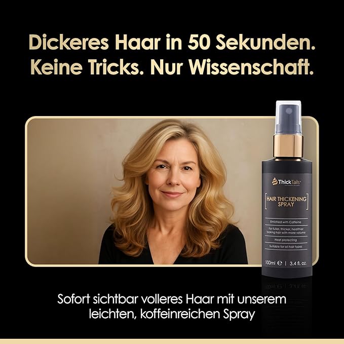 ThickTails Hair Thickening Spray for Women & Men, Instant Volume & Fuller Looking Hair for Fine or Thinning Hair, Root Lift Volumizing Pre-Styler, Lightweight No Residue Formula, 3.4 fl oz