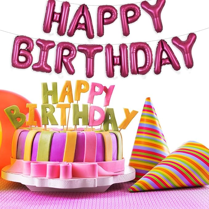 TONIFUL Wine Red Happy Birthday Balloons Banner Decorations - Image 6
