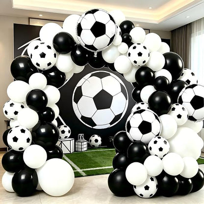 Soccer Balloon Garland Arch Kit, 18 12 10 5 Inch Black White Football Print - Image 4