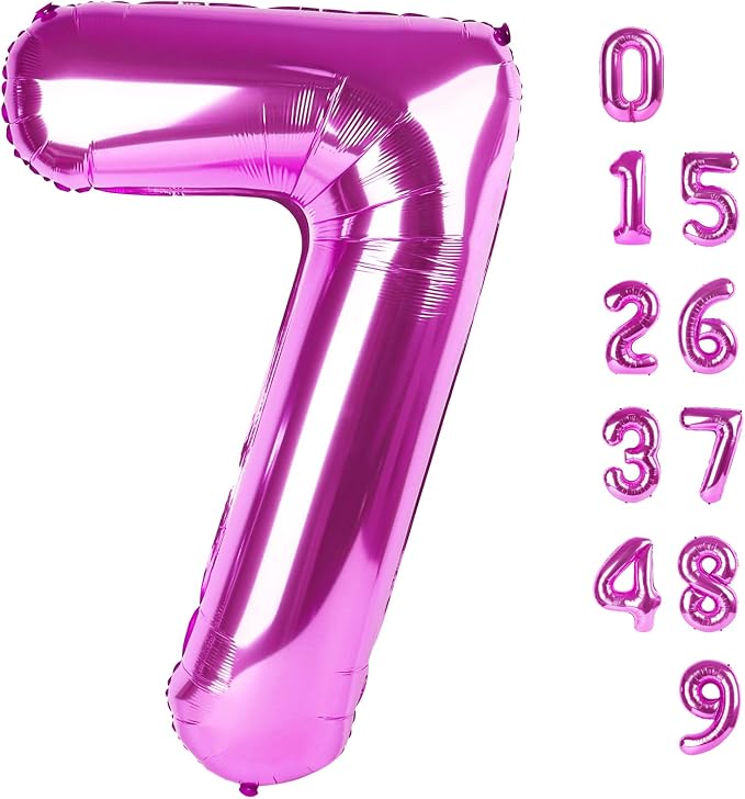 7 Balloon Number 40 Inch Rose Purple Balloons by Mluchee