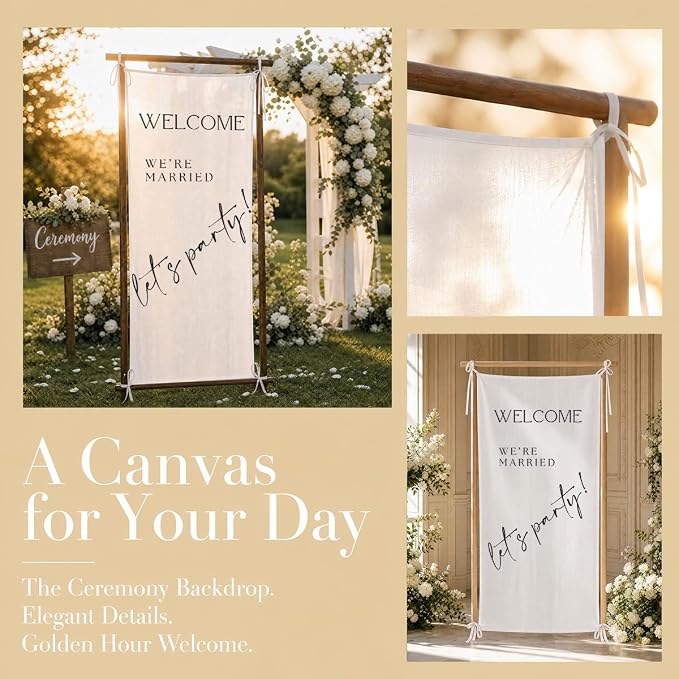 We’re Married Banner 73 x 30 Inch, Polyester Wedding Reception Hanging Sign - Image 7