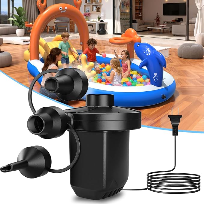 Electric Air Pump for Inflatable, Portable Air Mattress Pump, Quick Fill by POOL