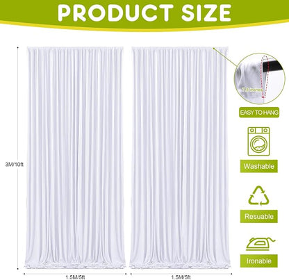 White Backdrop Curtain for Wedding Parties Backdrop Drapes 10x10FT | Wrinkle - Image 2
