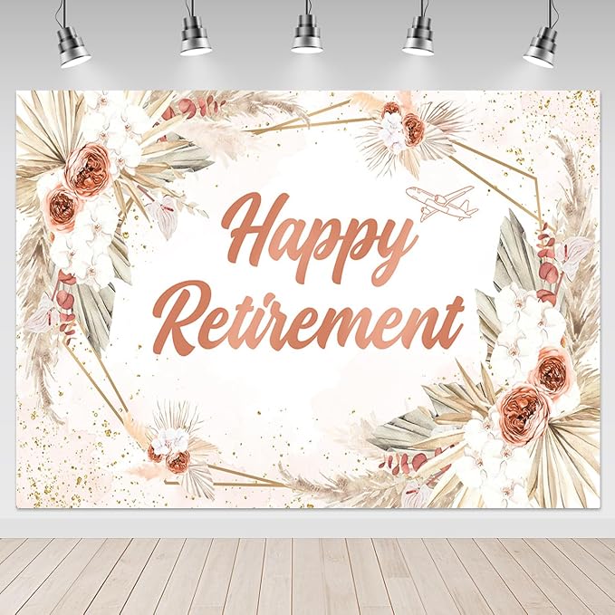 Mocsicka Happy Retirement Banner Backdrop Decorations by Mocsicka