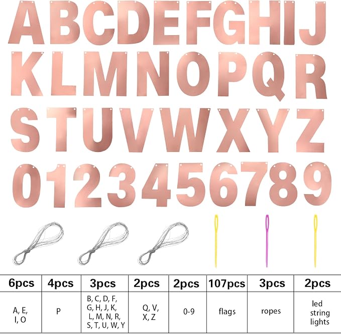 TaoBary 112 Pcs DIY Letter Kit Glitter Customizable Banner Letters Include 107 - Image 2