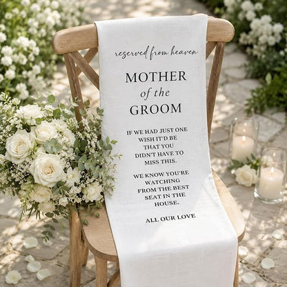 HunnmingRe Groom Mother Wedding Memorial Reserved Chair Sign Banner in Loving by HunnmingRe
