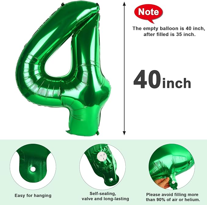 Number 4 Balloons 40 Inch for 4 14 Birthday Party Decorations, Dark Green | - Image 6