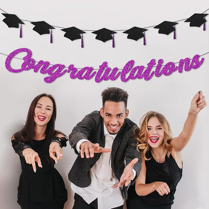 Congratulations Banner Pre-Strung Grad Cap Banner Graduation Decorations 2026 2 - Image 4