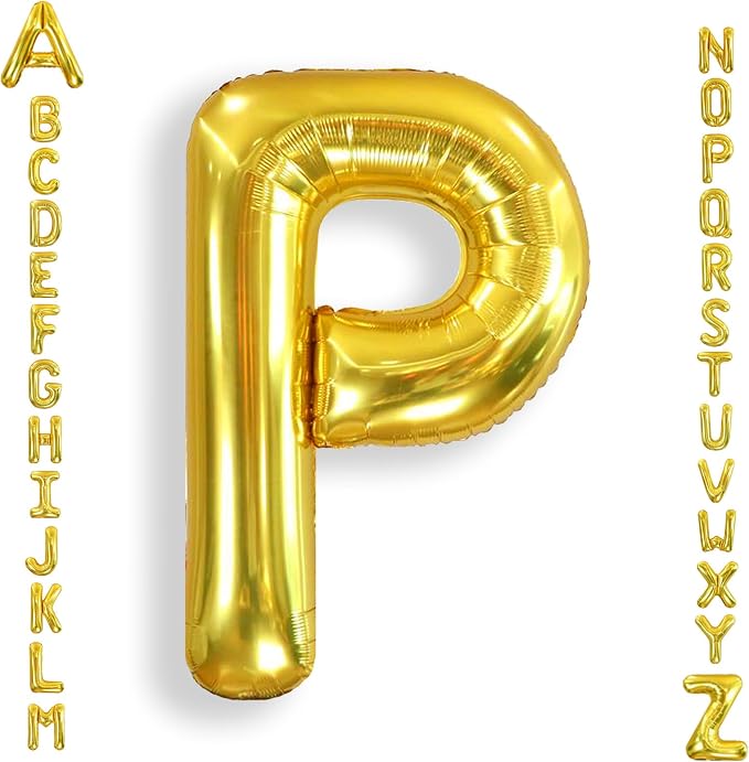 AULE 40 Inch Gold P Balloon Letter Foil A-Z Birthday Big Alphabet | Birthday by AULE