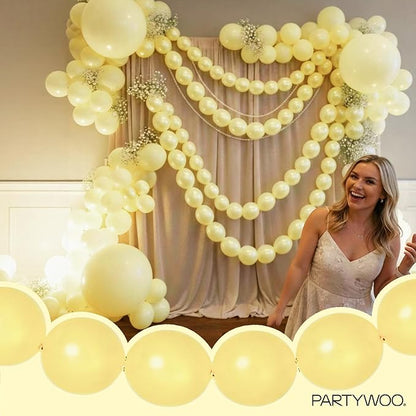 PartyWoo Pastel Yellow Linking Balloons 100pcs 12 Inch Yellow Link Balloons | - Image 2