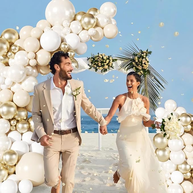 White and Gold Balloon Garland Arch Kit - Image 5