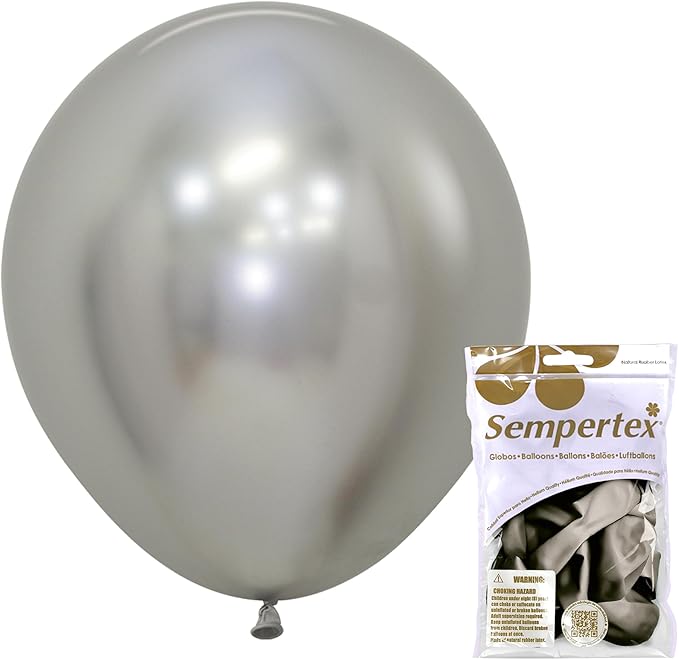 Sempertex Reflex Silver Balloons, 18 Inch, vibrant color, ships uninflated by Sempertex