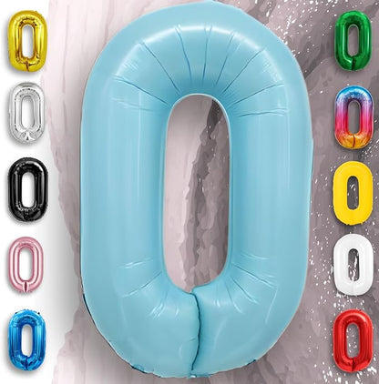 Candy Blue Number Balloon 0 Mylar Foil Balloons 16 Inch - Image 5