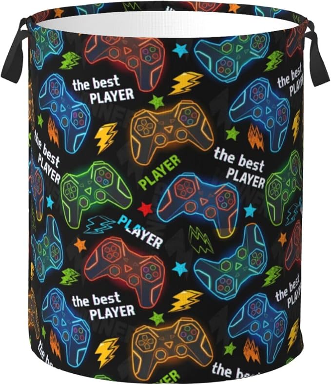 Video Game Controller Colorful Laundry Hamper Bag by Unknown