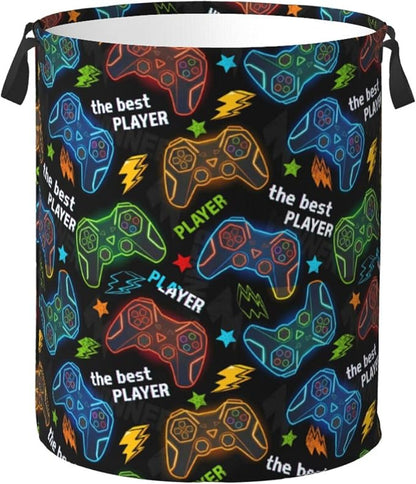 Video Game Controller Colorful Laundry Hamper Bag by Unknown