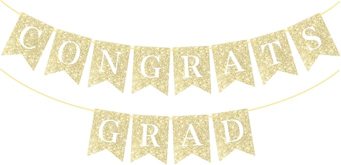 Hoogict Graduation Decorations Congrats Grad Banner Gold Graduation Party by Hooqict
