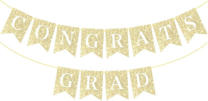 Hoogict Graduation Decorations Congrats Grad Banner Gold Graduation Party by Hooqict