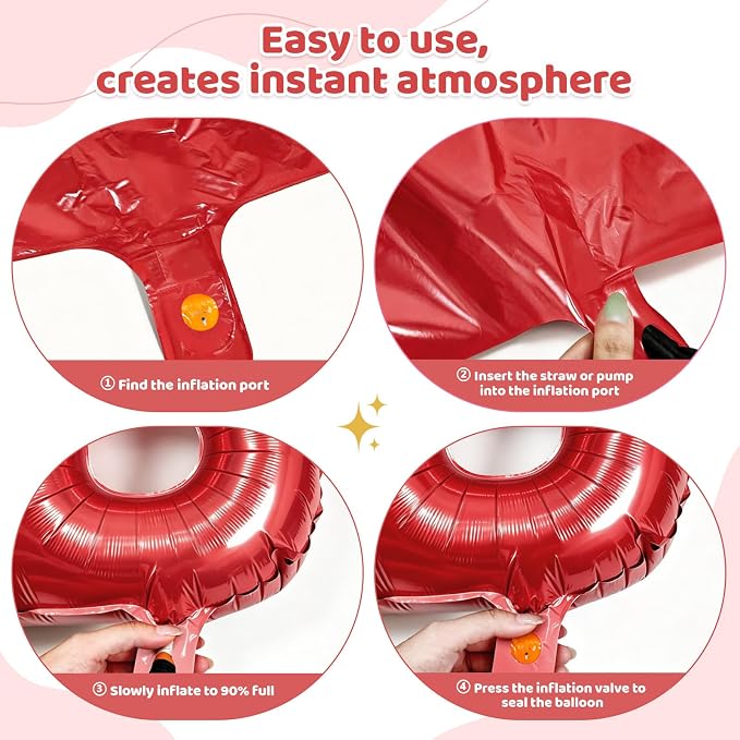 Red HBD Balloons, HBD Foil Letter Balloon - Image 3