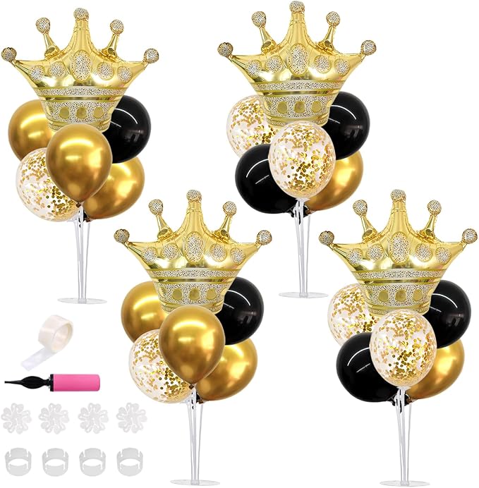 TONIFUL Table Centerpiece Balloons Stand Kit Include Black Gold Latex Confetti by TONIFUL