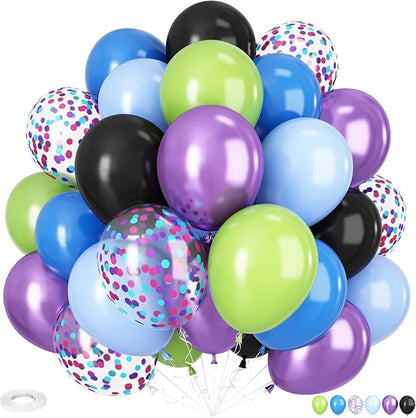 Green Purple and Blue Balloons, 12 Inch Purple Green and Black Balloons Purple by Adorely