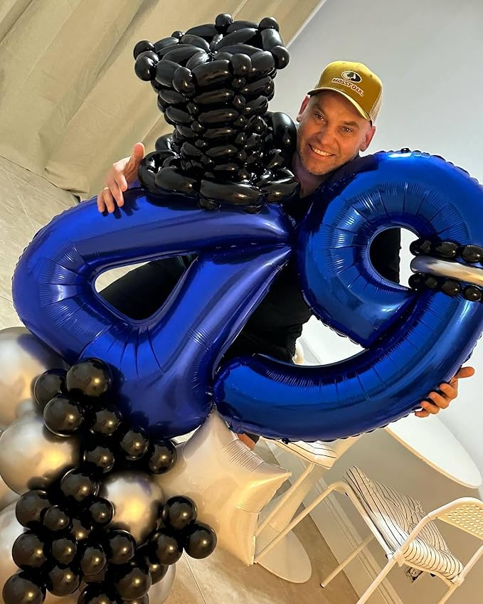 7 Balloon - Night Blue Birthday Number Balloons, 40 Inch Party Decorations | - Image 2