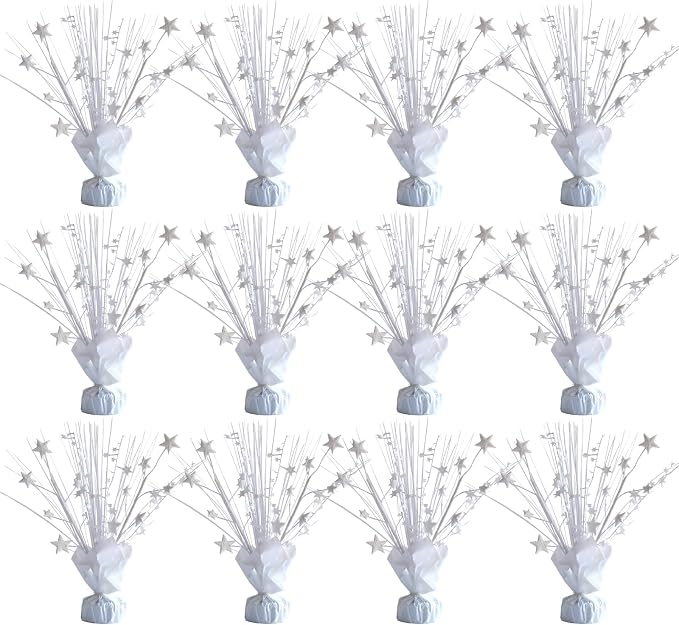 12 Pack White Foil Spray Centerpieces Stars Brust Table Centerpieces by Egolot