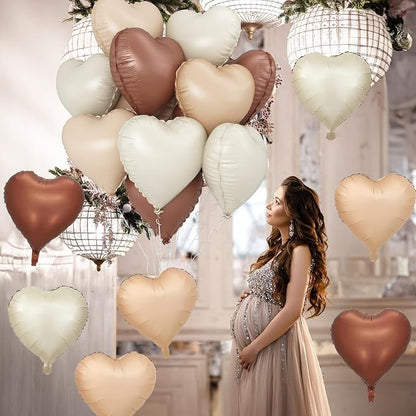 Cream Brown Heart Balloons - Image 5