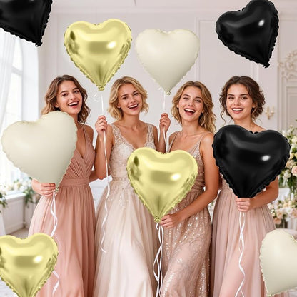 Gold Black White Heart Balloons - Image 8