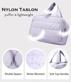 Travel Toiletry Bag for Women, Large Wide-open Puffy Cosmetic Makeup Bag with Wet-Dry Separation, Multi-Pocket Organizer with Carry Handle for Toiletries, Cosmetics, Essentials, Light Purple
