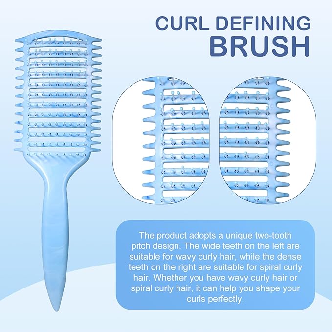 Curly Hair Brush & Curl Defining Brush – Easily Detangles Knots with Less Pulling – Styles Wet or Dry Hair, Tames Frizz for All Curl Types (Pink)