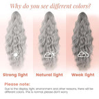 Ponytail Extension, 18 Inch Claw Clip Ponytail Extensions Curly Wavy Ponytail Hair Extension Jaw Clip on Pony Tails Hairpiece for Women Fluffy Natural Synthetic for Daily Use (Silver Grey)