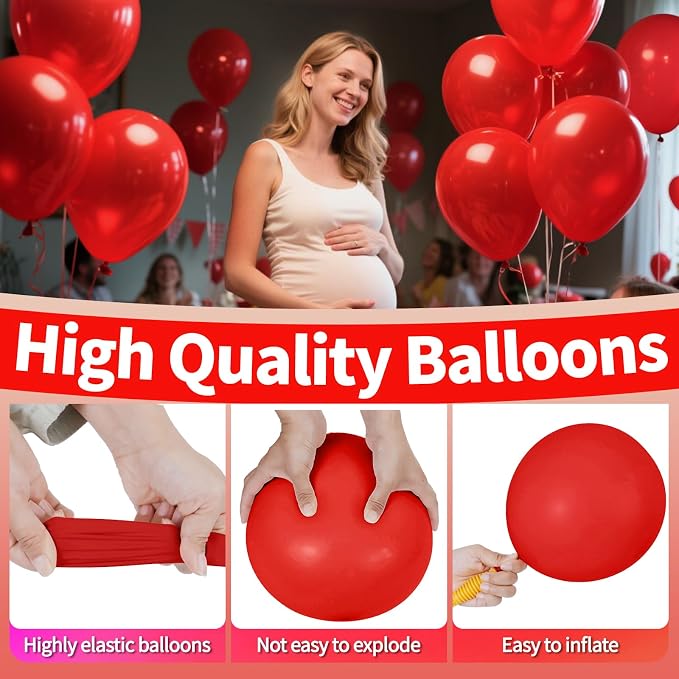 Red Balloon 110pcs, 12 Inch Thickened Red Latex Helium Balloons - Image 4