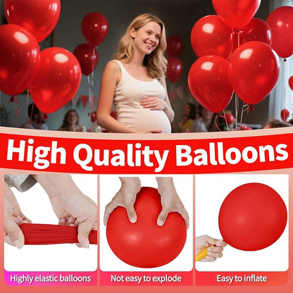 Red Balloon 110pcs, 12 Inch Thickened Red Latex Helium Balloons - Image 4