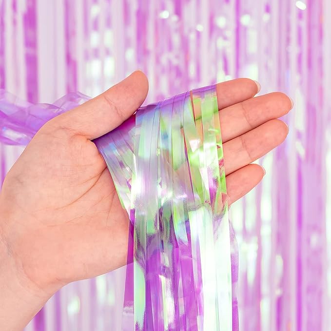 BRAVESHINE Iridescent Purple Foil Curtain | Holographic Fringe Backdrop | 2 - Image 2