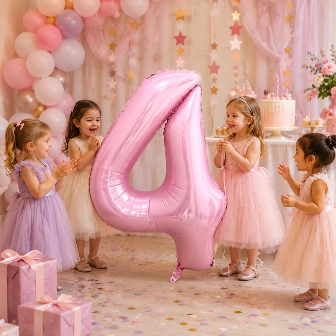 40 Inch Pink Number 4 Balloon, Giant Number Balloons, Birthday Decorations | - Image 4