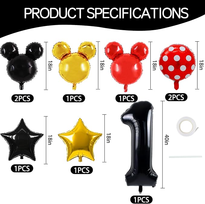 Vuzvuv Red Black Gold Foil Balloon Set - Image 2