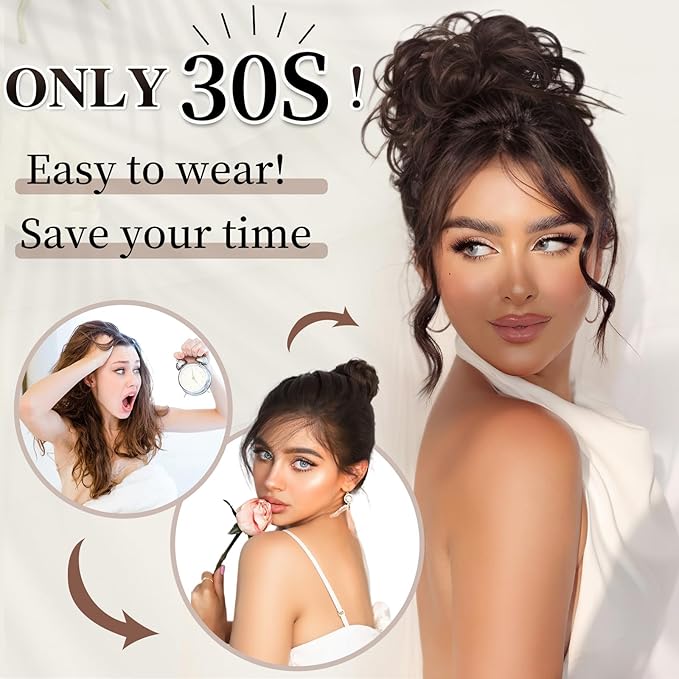 HMD Tousled Updo Messy Bun Hair Piece Hair Extension Ponytail With Elastic Rubber Band Updo Extensions Hairpiece Synthetic Hair Extensions Scrunchies Ponytail Hairpieces for Women 85H88#