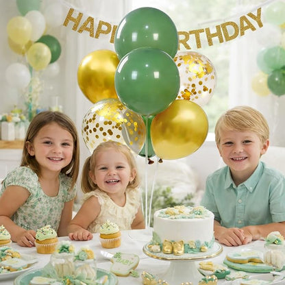 4Sets Green and Gold Balloon Centerpieces - Image 3
