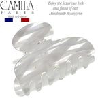 Camila Paris CP3071 French Hair Clip for Women, Handmade, White, Small, Girls Hair Claw Clips Jaw, Durable Styling Hair Accessories for Women, Strong Hold No Slip Grip, Made in France