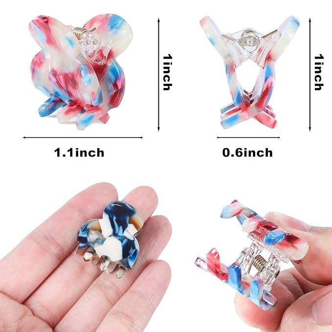 Cobahom Mini Hair Clips and Hair Claws for Women & Girls - Acrylic Jaw Clamps in Flower Colors for Hair Styling