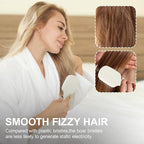 Mini Boar Bristles Hair Bursh, Travel Size Hair Brush for Women Men Kids, Protable Small Hair Brushes for Pockets Purses, Mini Hair Brush for Smooth Add Shine (White)