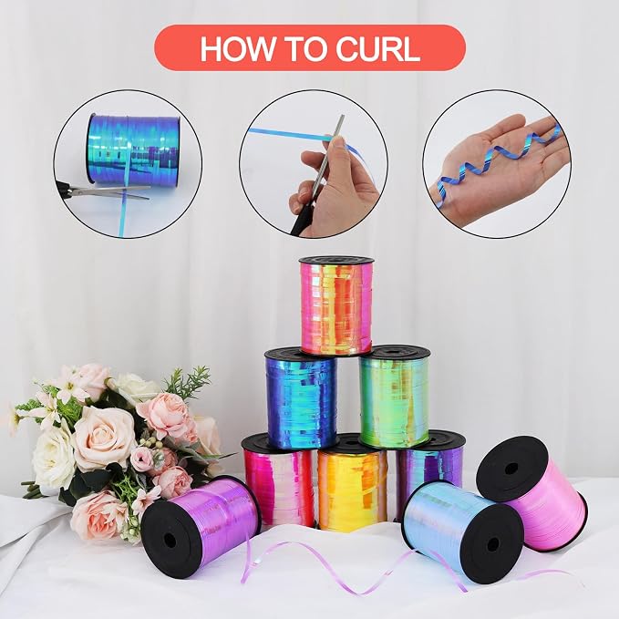 TONIFUL 500 Yards Iridescent Red Curling Ribbon Balloon String | Iridescent - Image 3