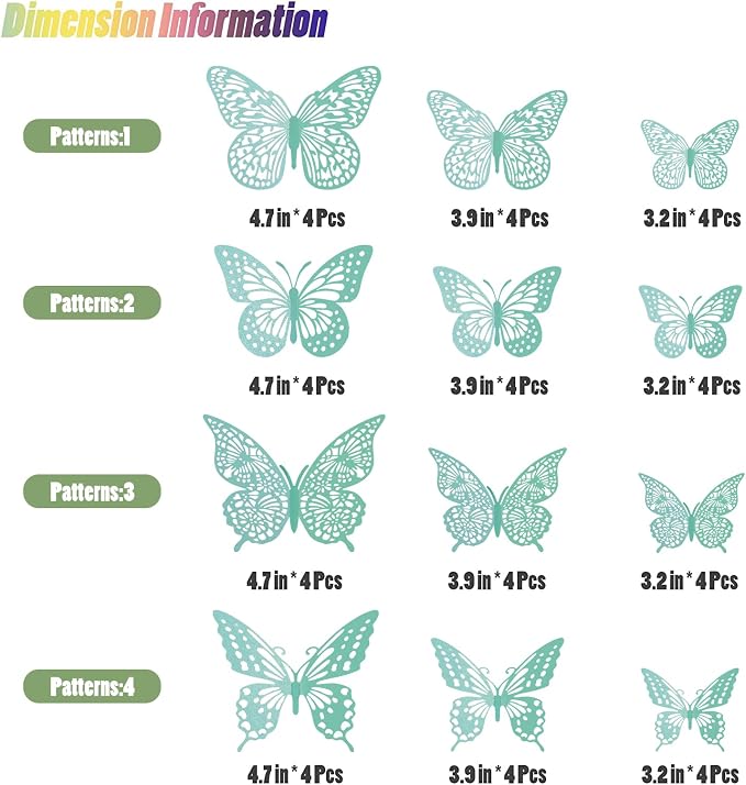 SAOROPEB 3D Butterfly Wall Decor 48 Pcs Pale Turquoise Butterfly Decoration | 4 - Image 6
