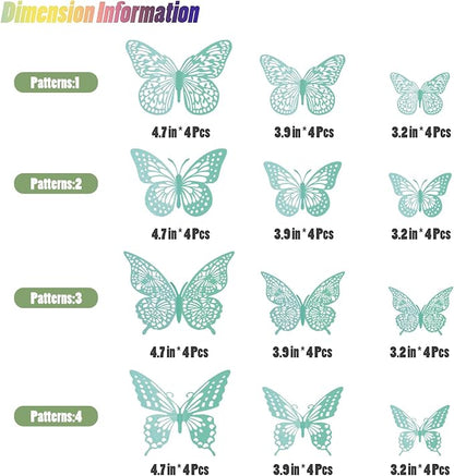SAOROPEB 3D Butterfly Wall Decor 48 Pcs Pale Turquoise Butterfly Decoration | 4 - Image 6