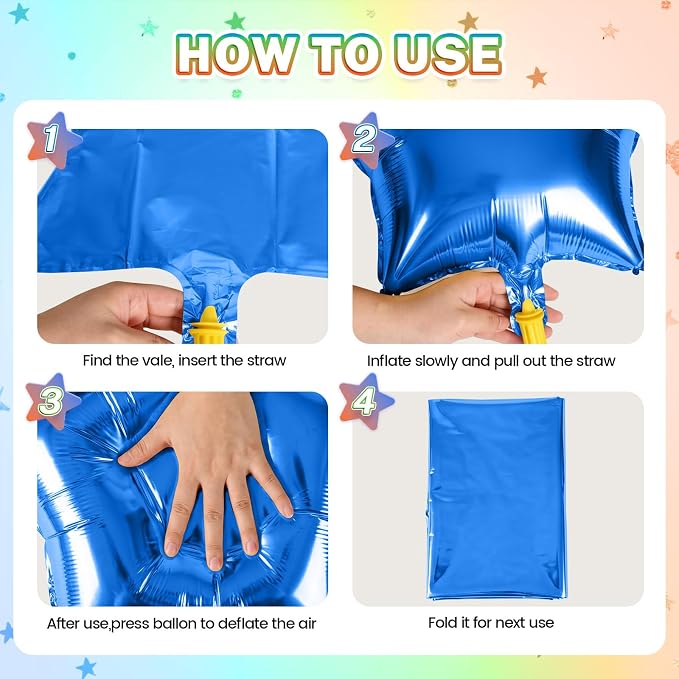 Blue Green Orange Star Balloons, 18 Inches Dinosour Balloon - Image 3