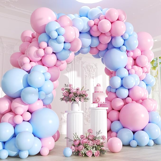 Pink and Blue Balloons Garland Arch Kit by Unknown