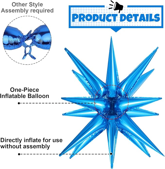 10 Pcs Star Balloons Explosion Balloons Foil Cone Balloon Magic - Image 4