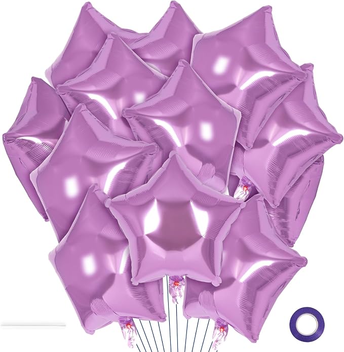 20 Pcs Star Balloons, 18 Inch Purple Star Foil Balloons, Stars Shaped Balloon by YOTHORN
